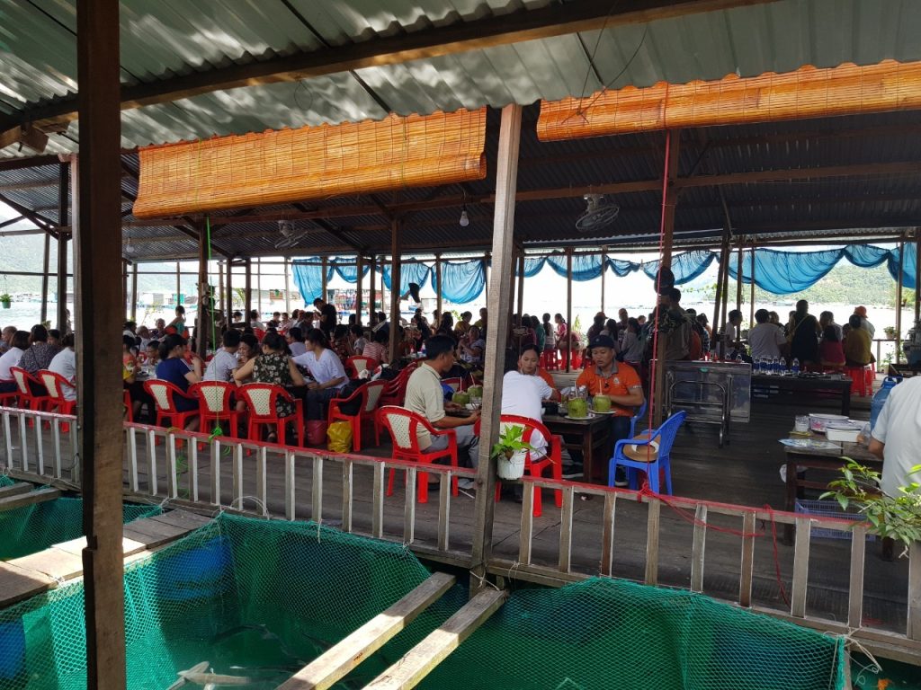 Seafood lunch on floating raf