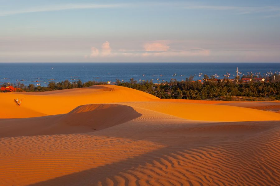 Wide landscape of Mui Ne with sand dunes