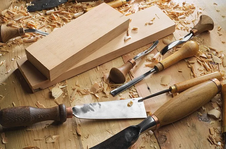 Wood carving tools and materials