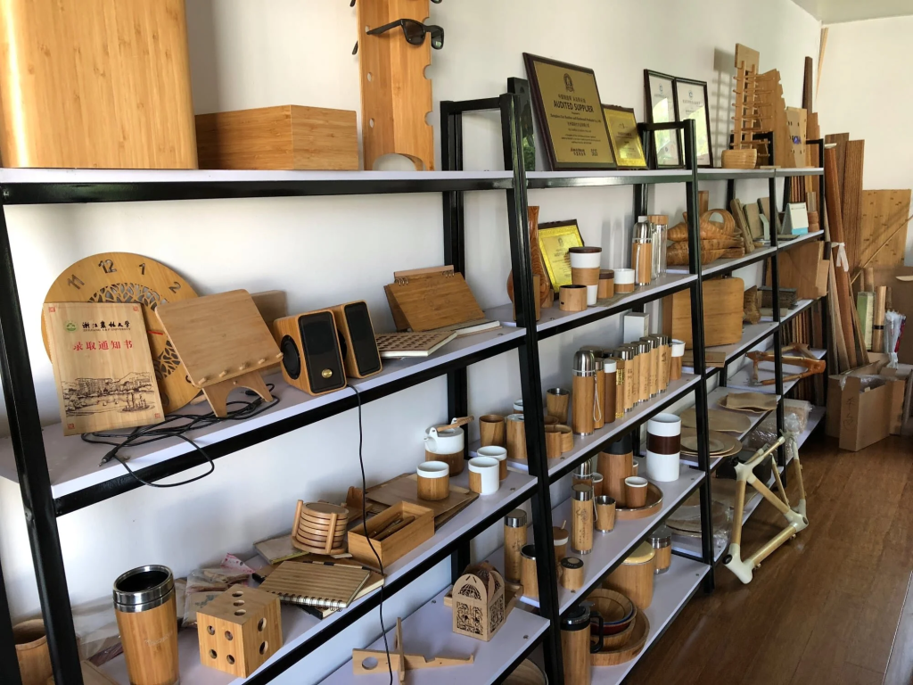 Display of bamboo and hat products