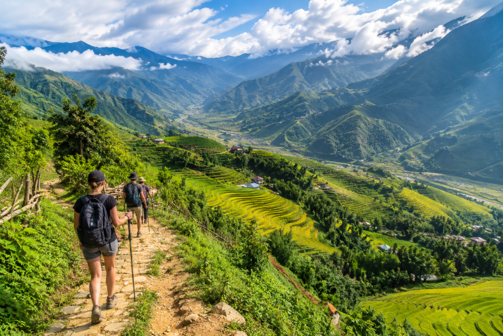Trekking trails through mountain landscapes