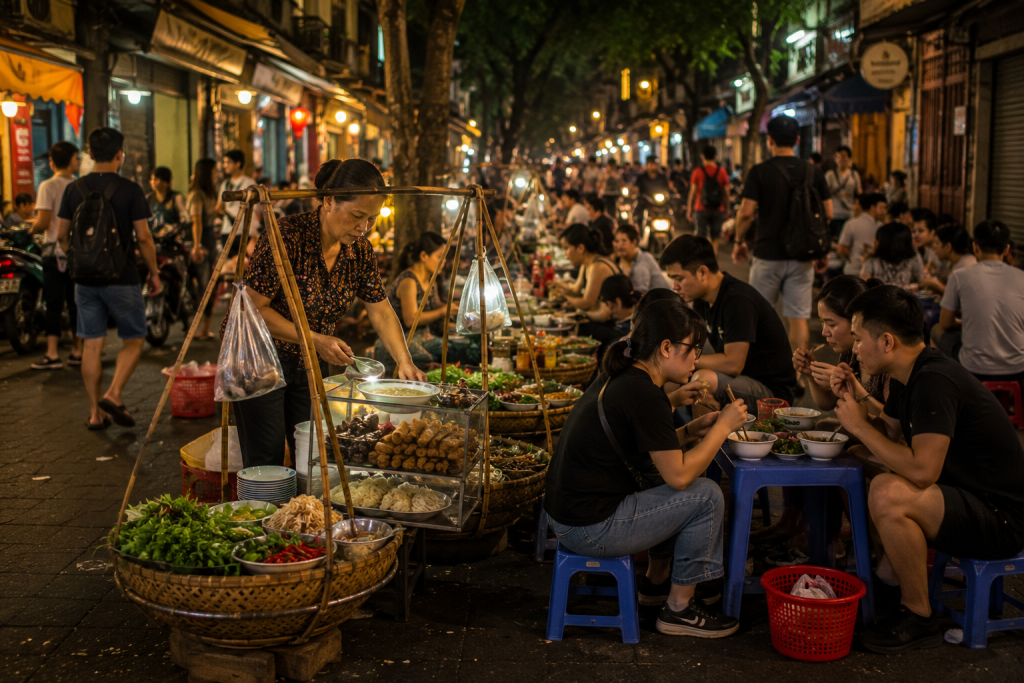 Street food vendors in Hanoi